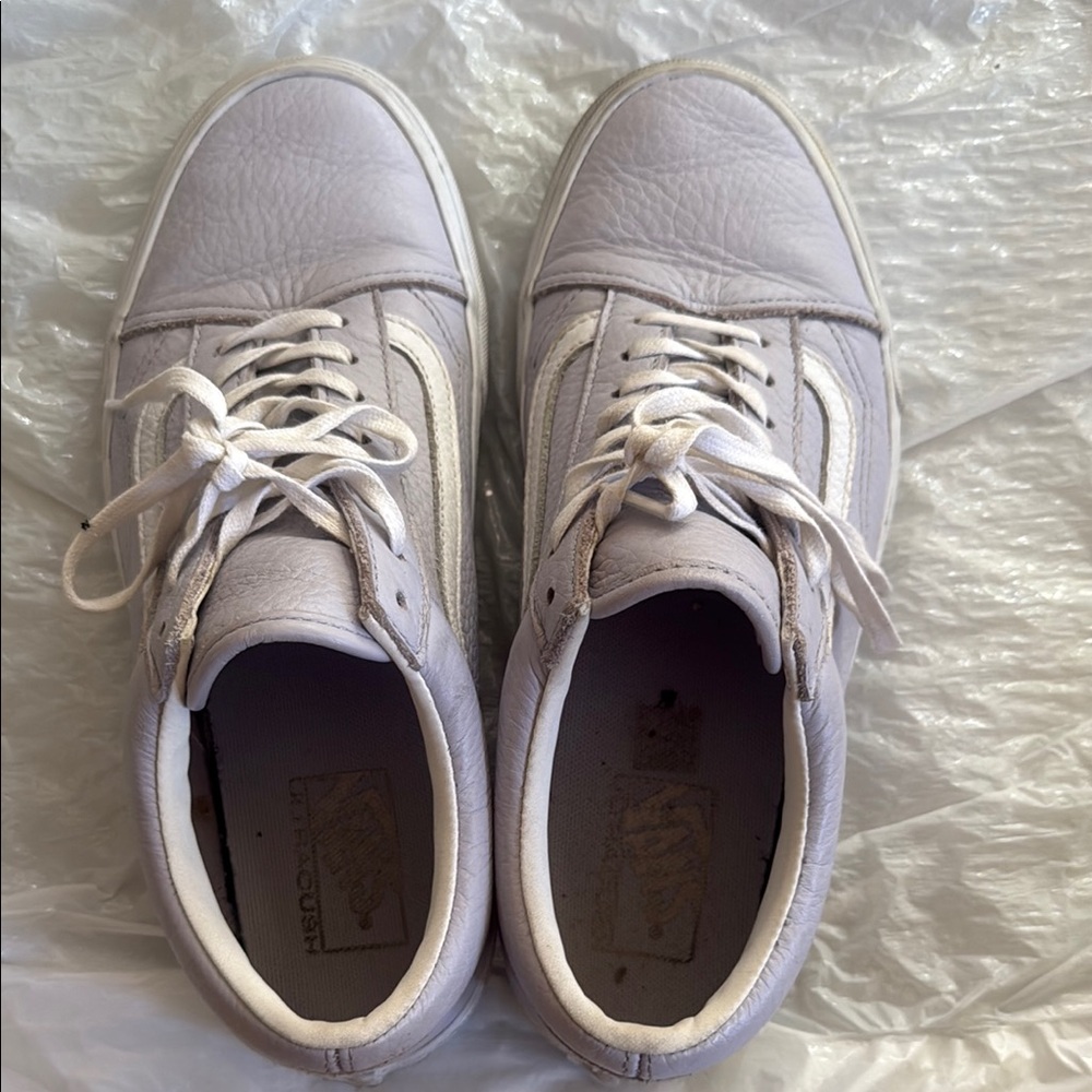 Vans White and Purple Sneakers Classic Low-Top Design